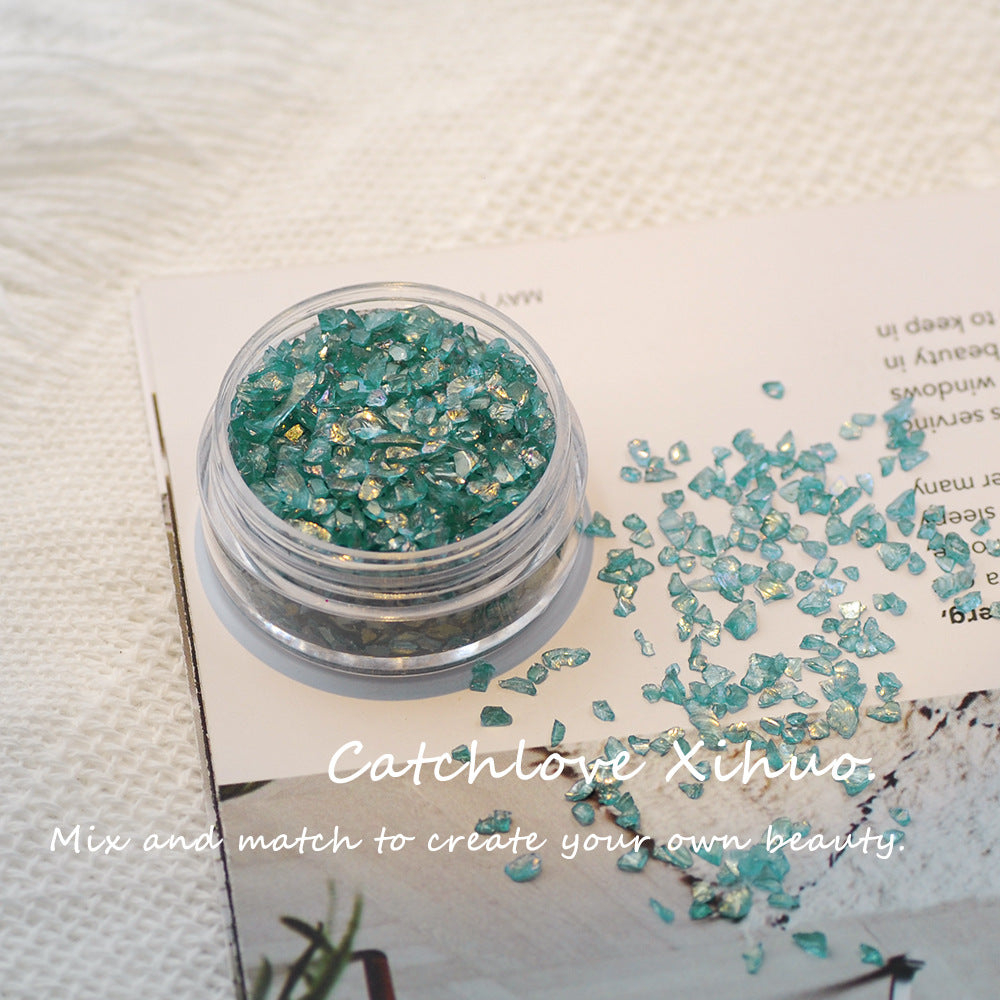 10ml Iridescent nail art transparent colored glass broken diamonds