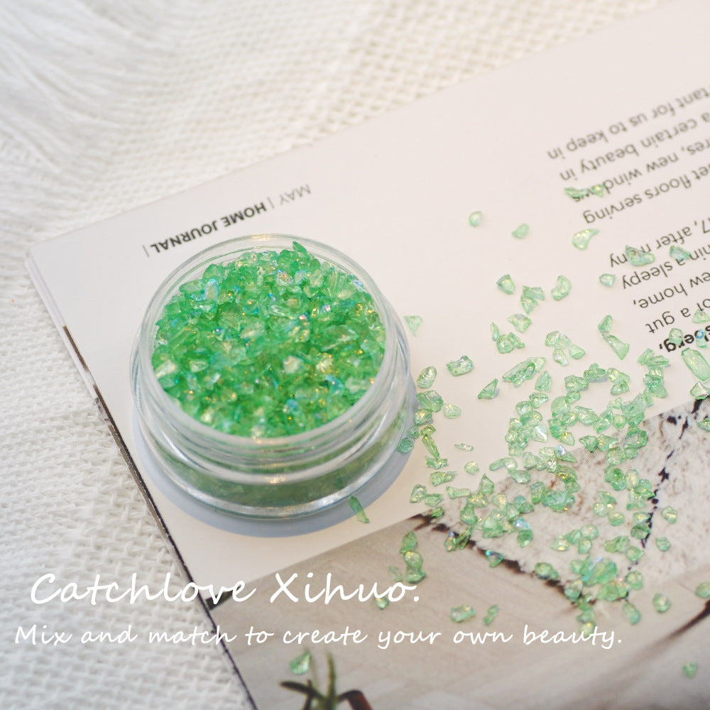 10ml Iridescent nail art transparent colored glass broken diamonds