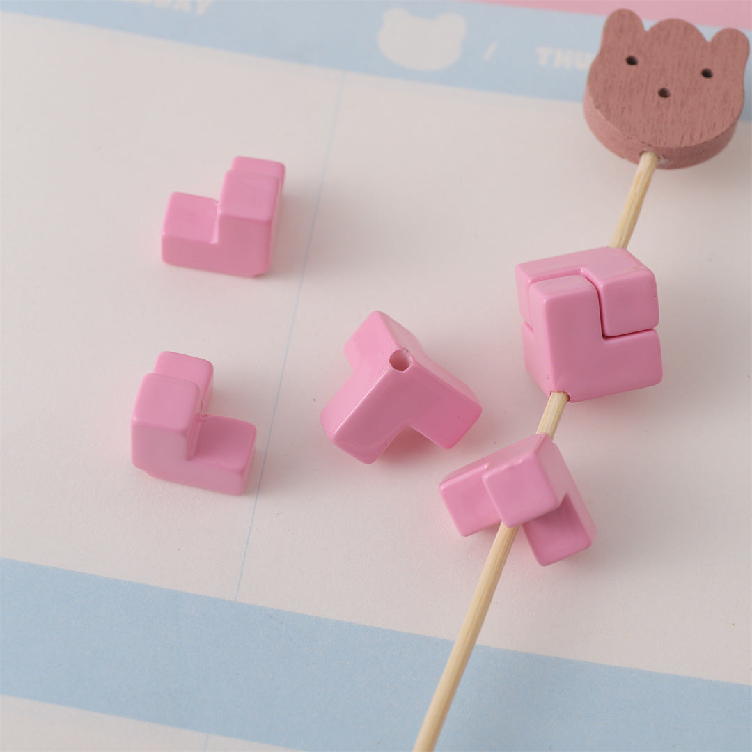 Colorful Puzzle Acrylic Beads