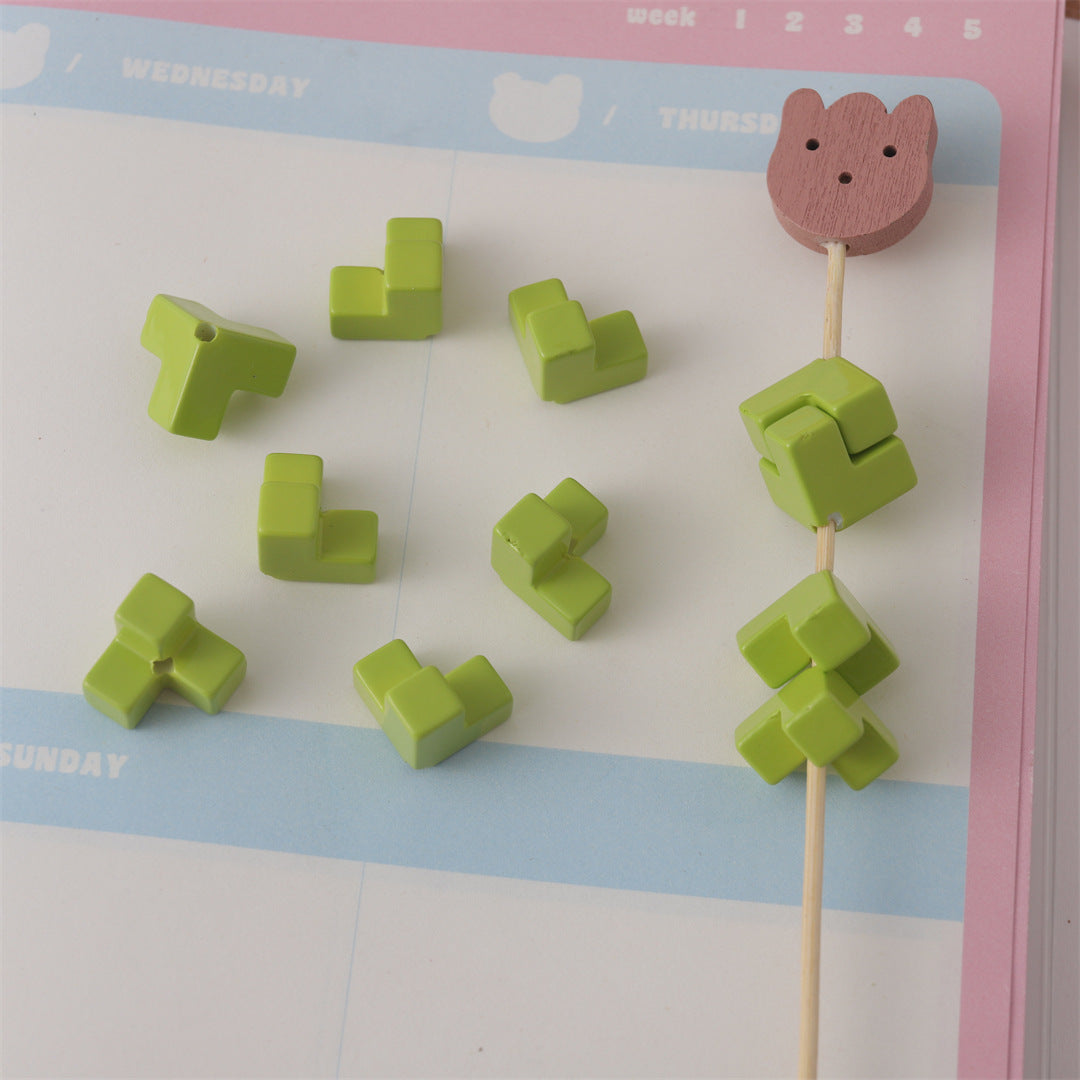 Colorful Puzzle Acrylic Beads