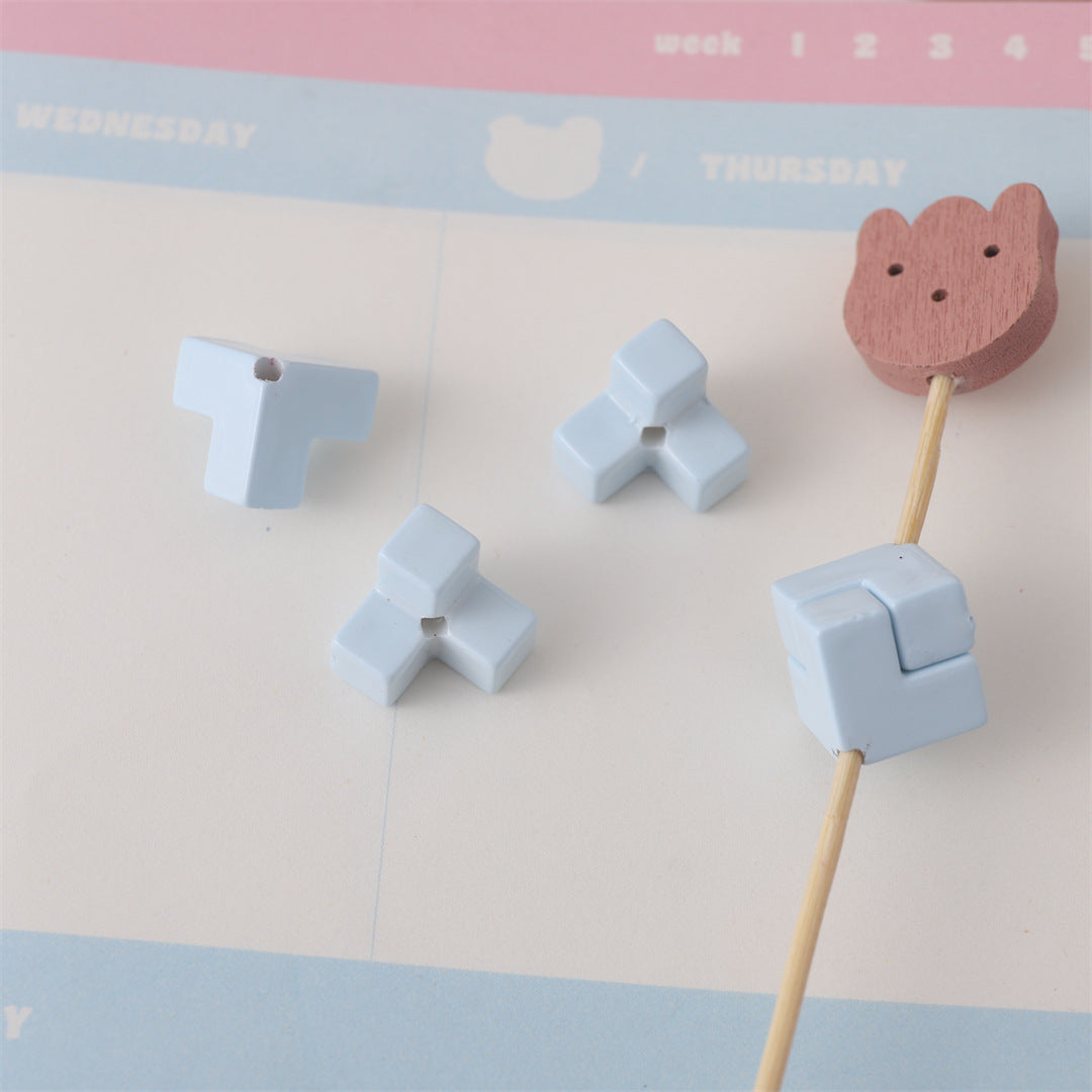 Colorful Puzzle Acrylic Beads