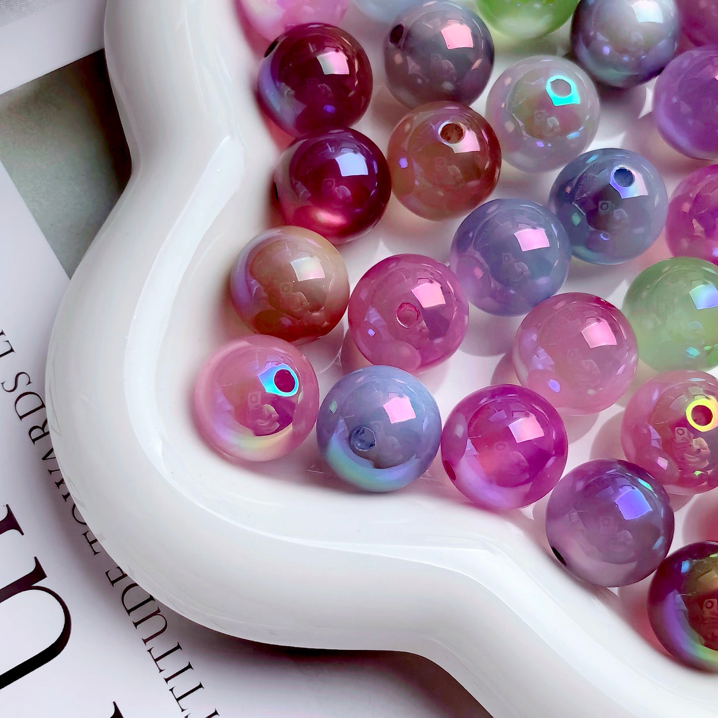 20MM Plating Color Cat Eye Acrylic beads DIY Pen Phone Chain Bracelet UU Studio