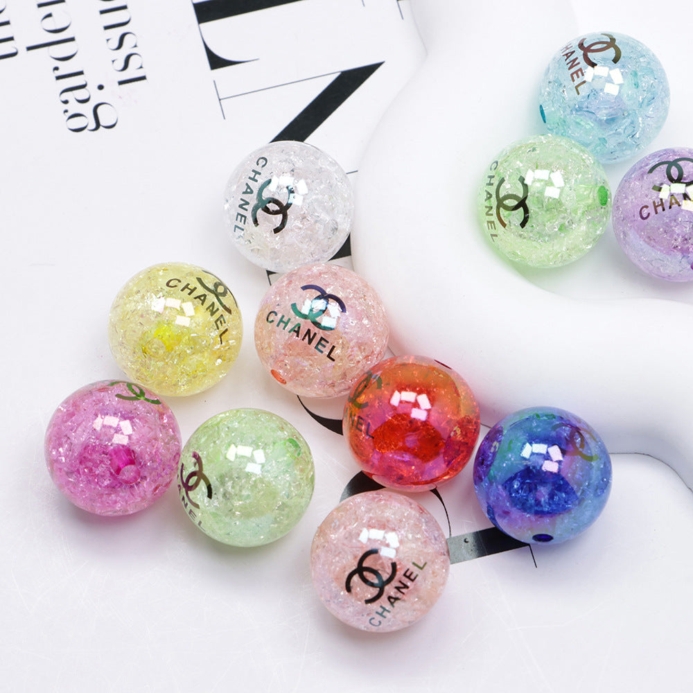 20mm Multicolour Channle Style Crack Acrylic Beads