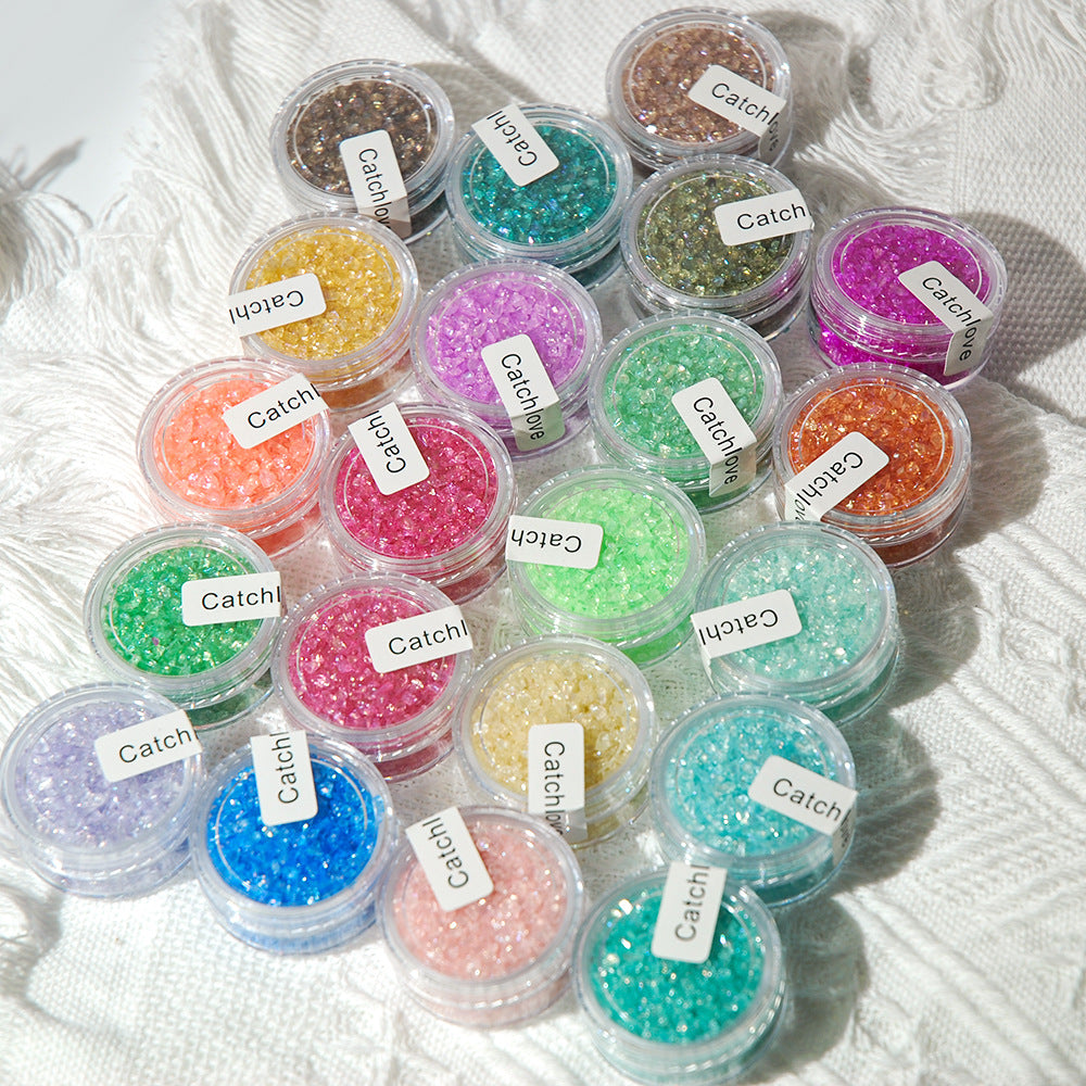 10ml Iridescent nail art transparent colored glass broken diamonds