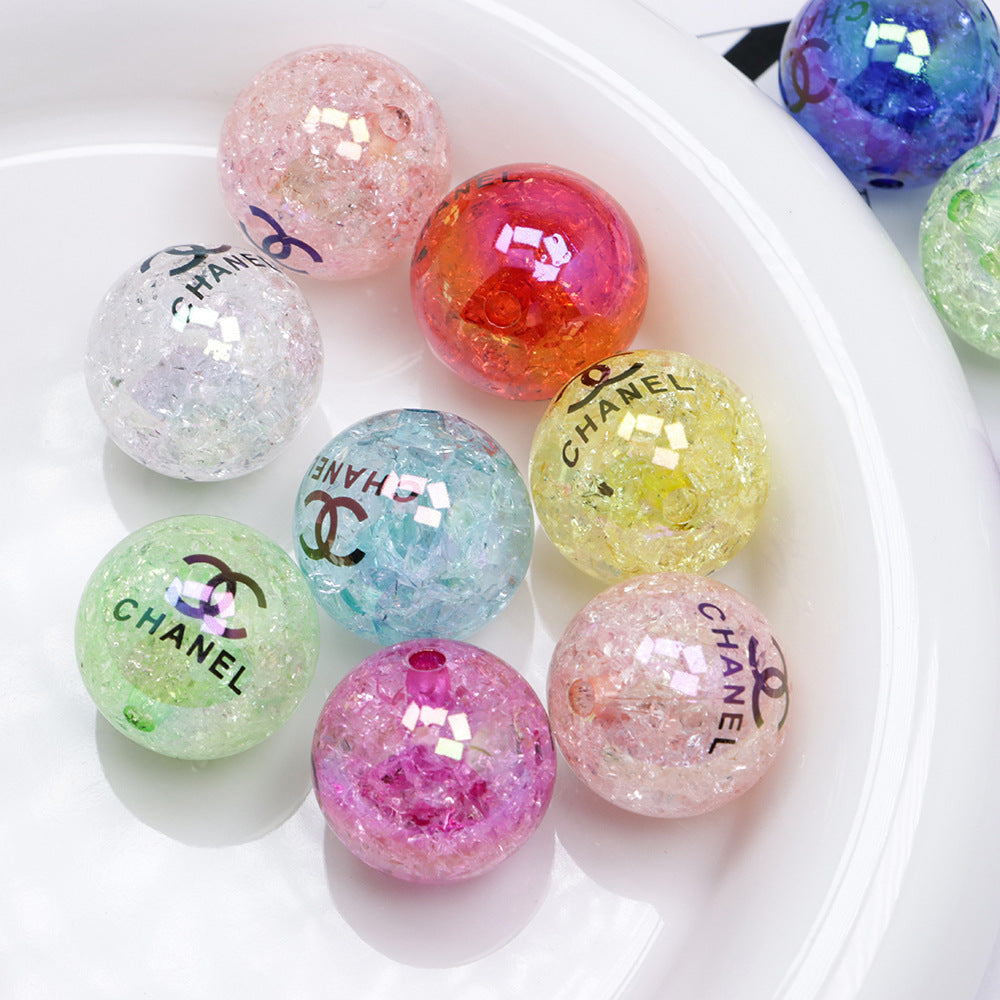 20mm Multicolour Channle Style Crack Acrylic Beads
