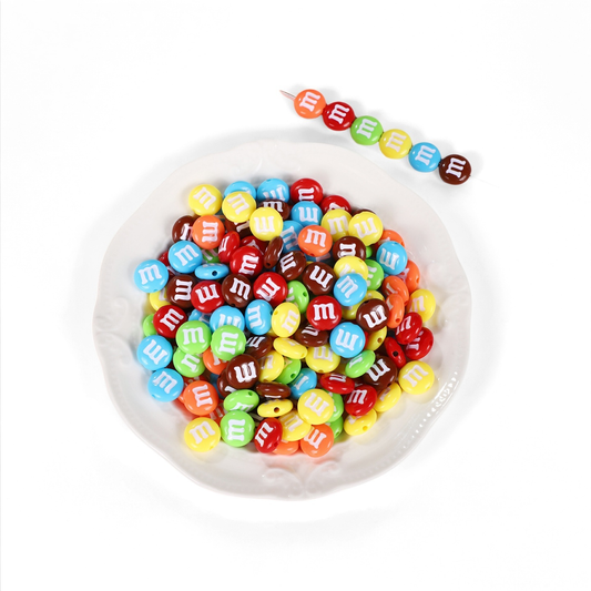 14mm Multicolour M&M Bean Round beads