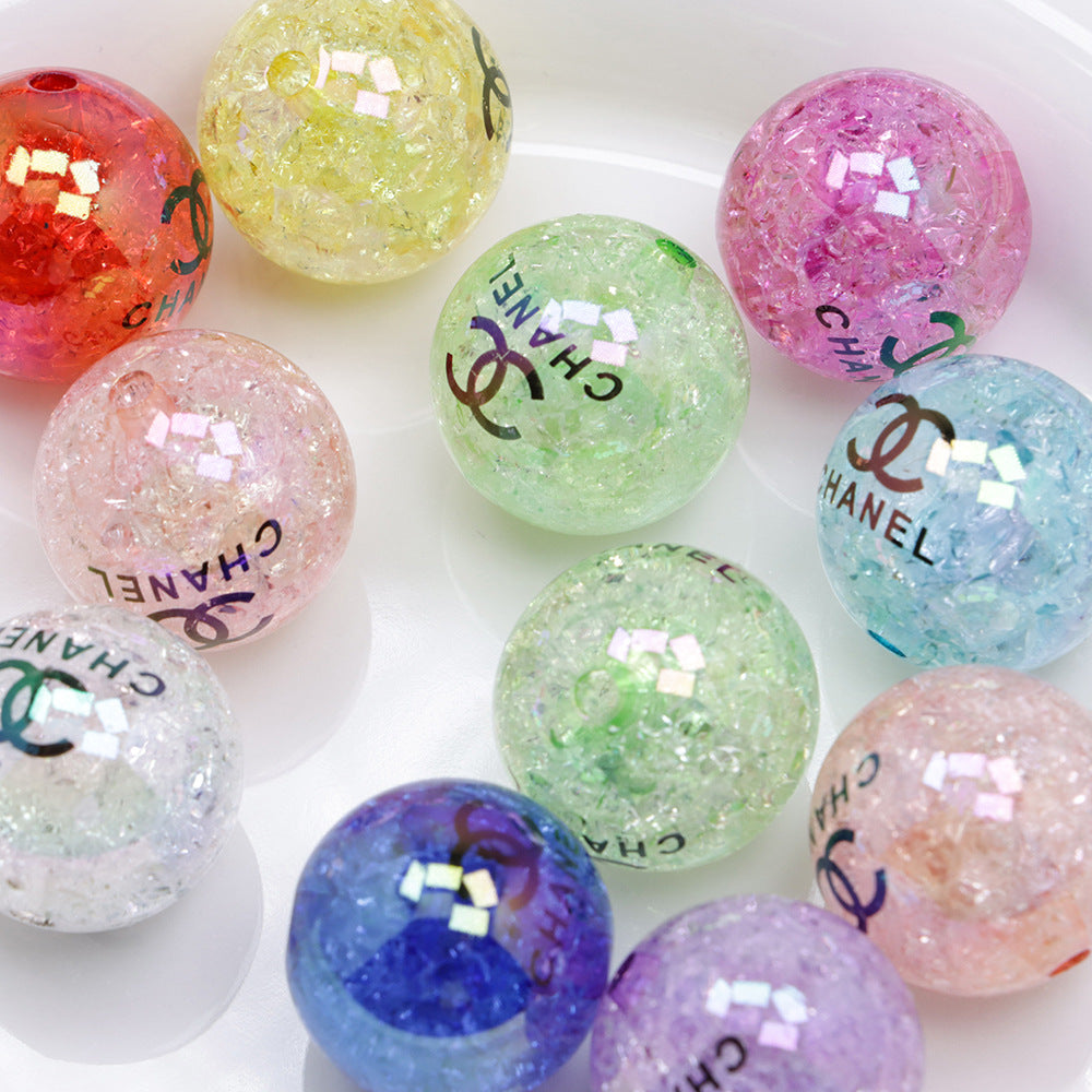 20mm Multicolour Channle Style Crack Acrylic Beads