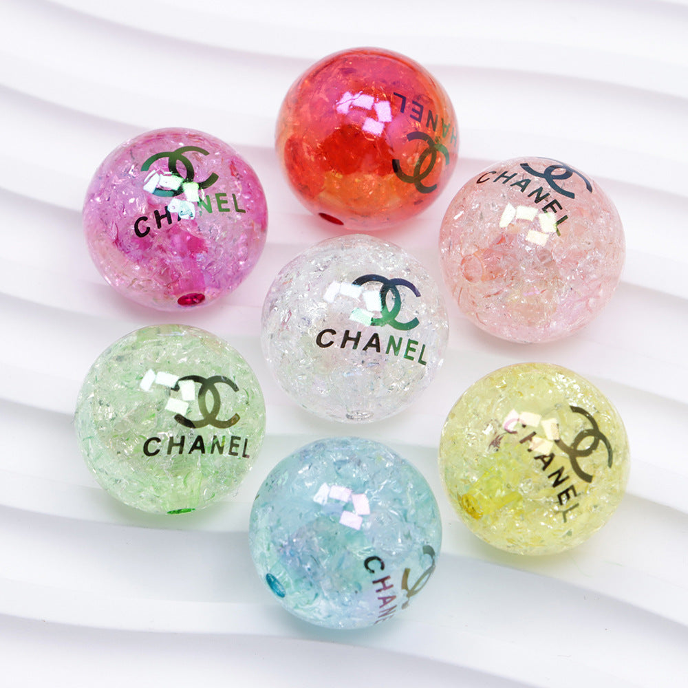 20mm Multicolour Channle Style Crack Acrylic Beads