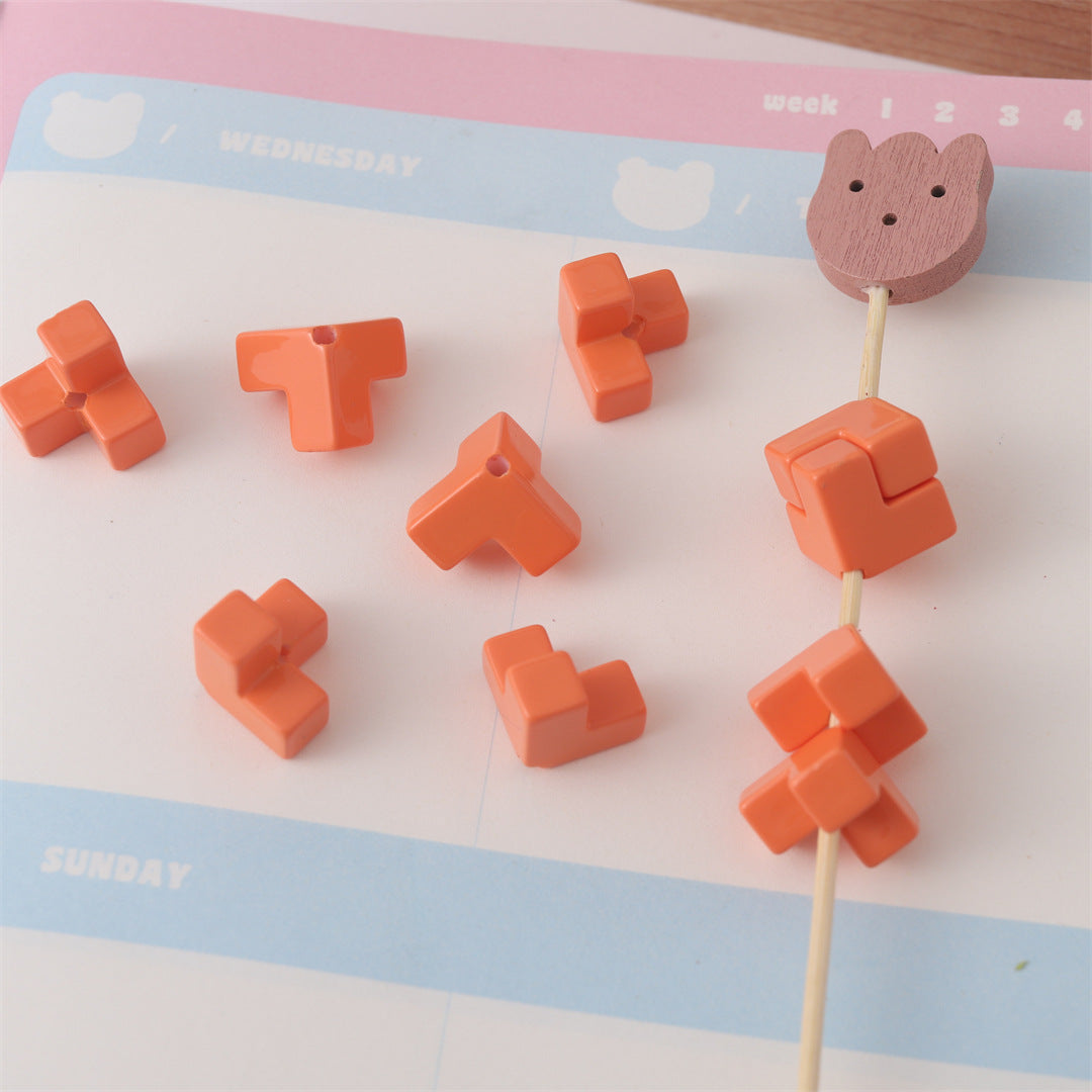 Colorful Puzzle Acrylic Beads