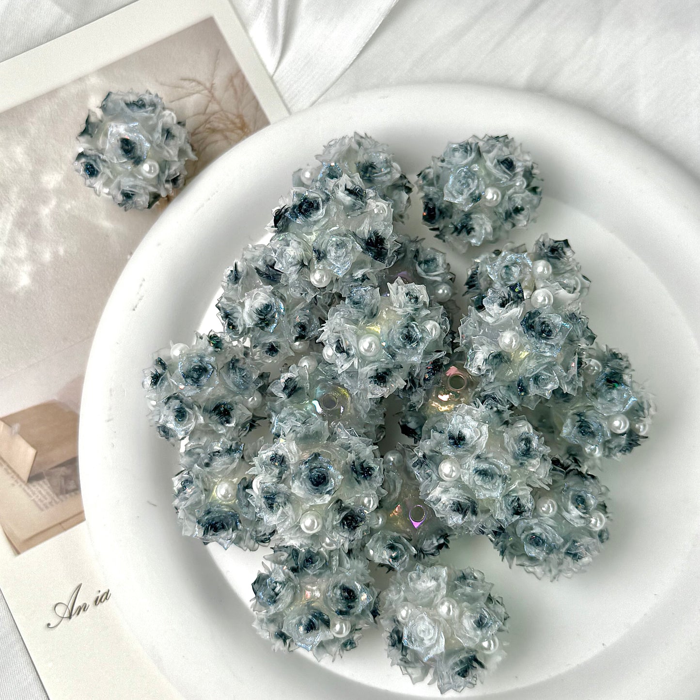 Hard Rose Flower Ball Luminous Fancy Beads