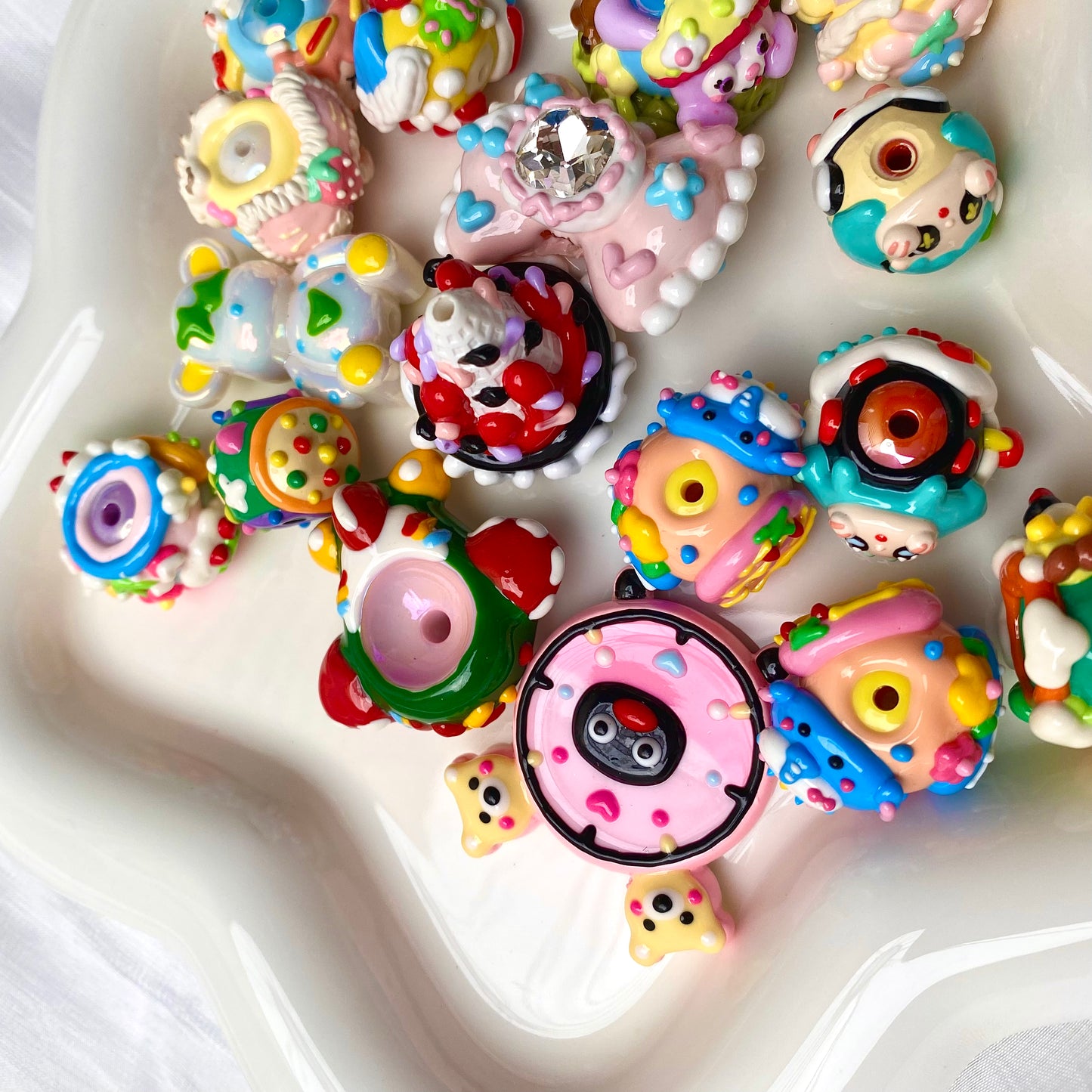 Cartoon character handmade painted beads