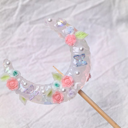 Fancy Luminous Moon Handmade Painted Rose Flower Beads
