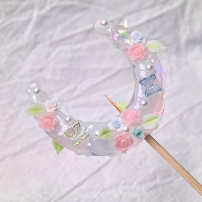 Fancy Luminous Moon Handmade Painted Rose Flower Beads