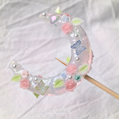 Fancy Luminous Moon Handmade Painted Rose Flower Beads
