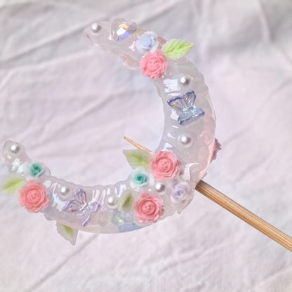Fancy Luminous Moon Handmade Painted Rose Flower Beads