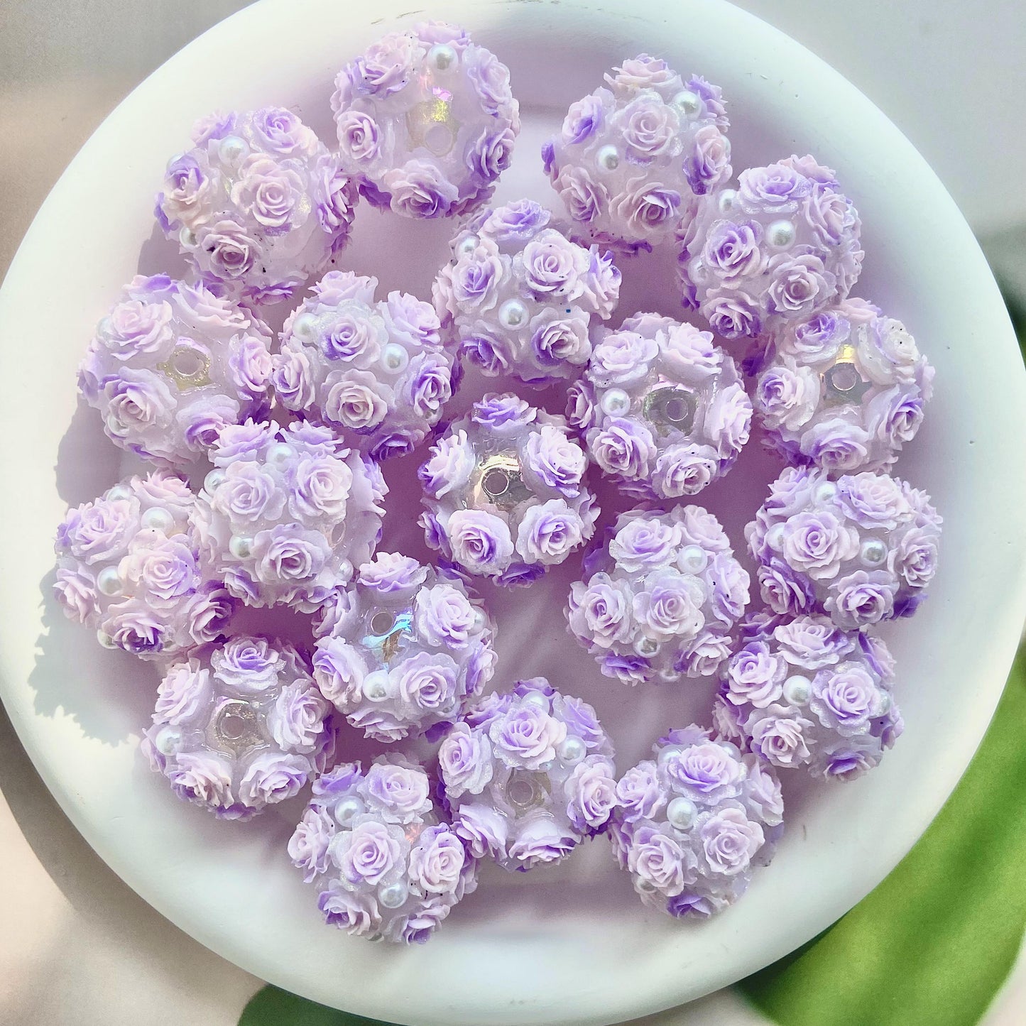 Hard Rose Flower Ball Luminous Fancy Beads