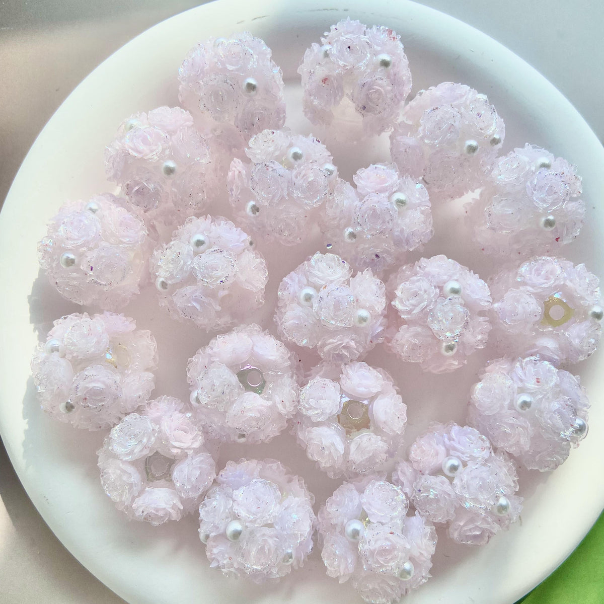 Translucent Rose Flower Ball Bead | UU Studio