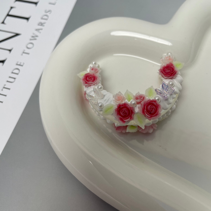 Fancy Luminous Moon Handmade Painted Rose Flower Beads