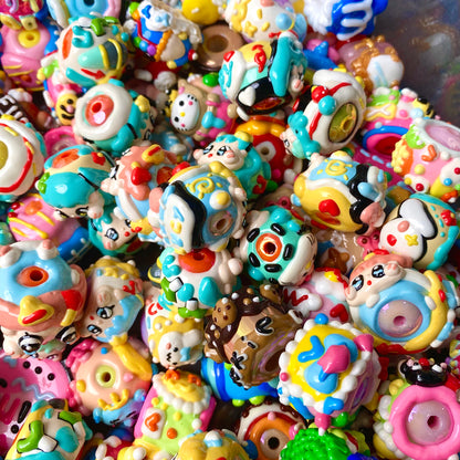 Cartoon character handmade painted beads