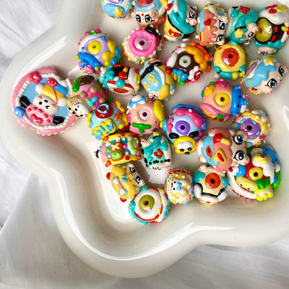 Cartoon character handmade painted beads